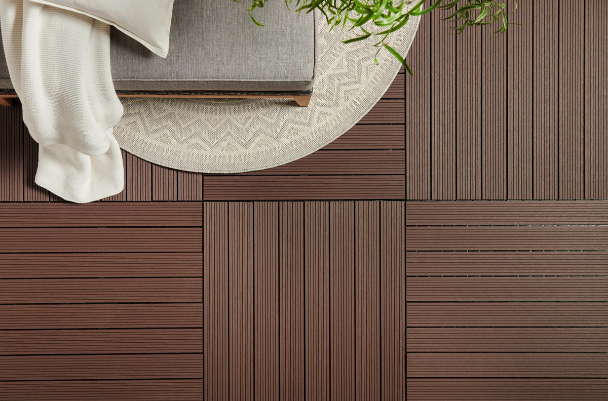TERRASSENFLIESE Grau, Dunkelbraun 6 Stück  - Dunkelbraun/Grau, Basics, Kunststoff (60/30/2cm) - Ambia Garden