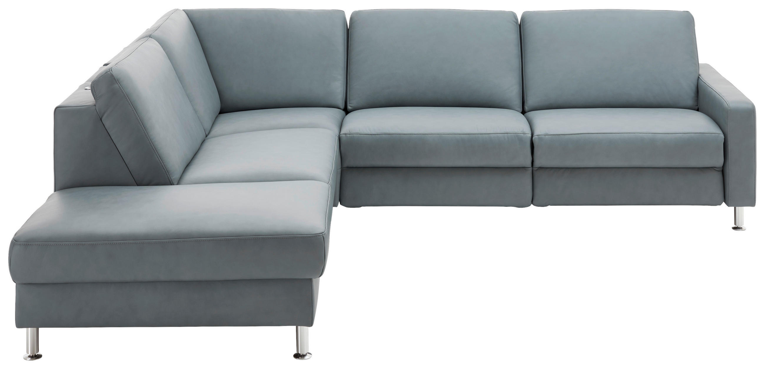 ECKSOFA Echtleder Grau  - Alufarben/Grau, Design, Leder/Metall (242/275cm) - Dieter Knoll