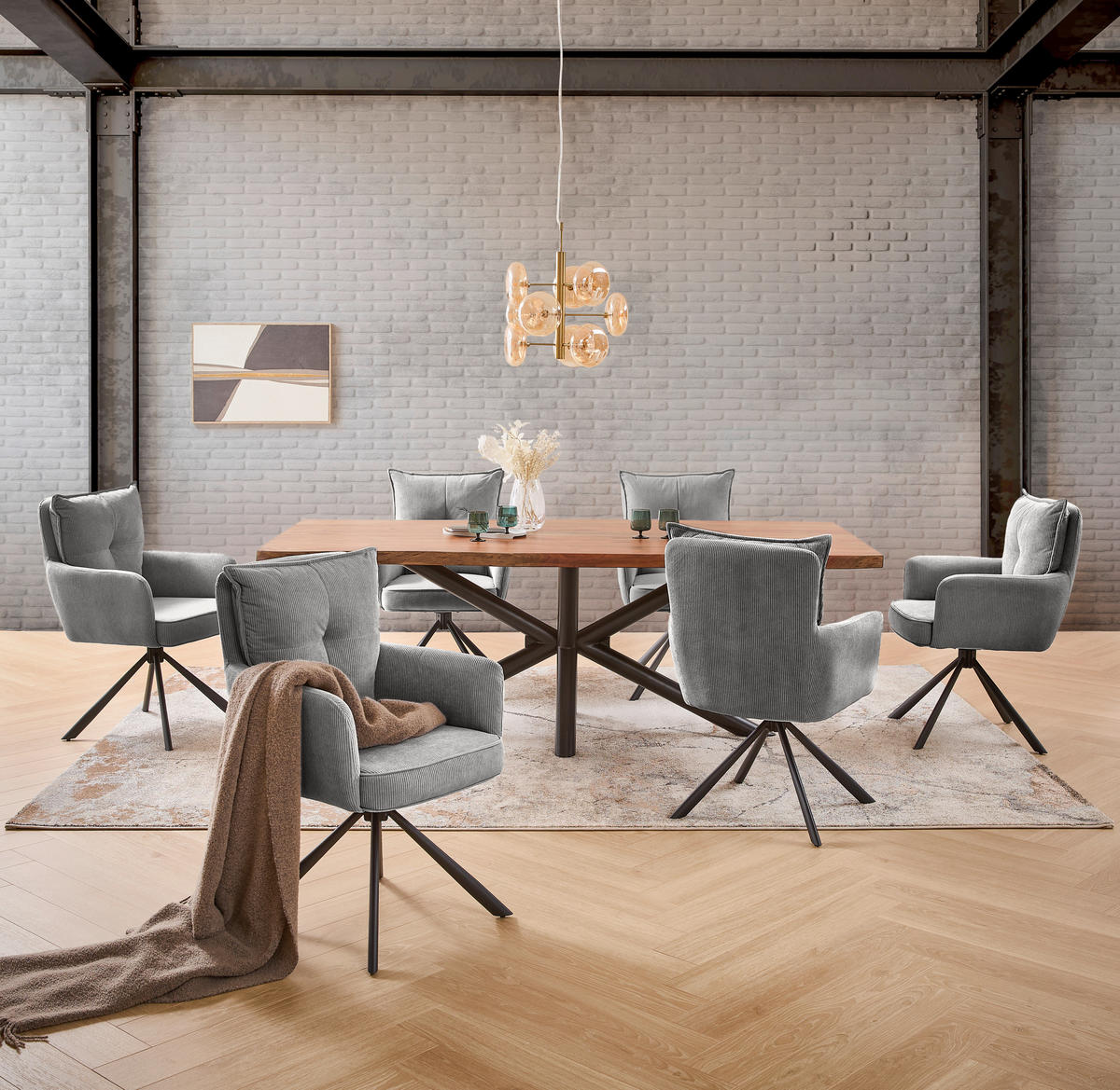 ARMLEHNSTUHL  in Eisen Cord  - Taupe/Schwarz, Design, Textil/Metall (60/95/67cm) - Novel