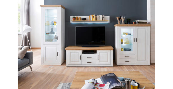 HIGHBOARD  118/142/40 cm 2 Schublade(n)  - Eichefarben/Schwarz, LIFESTYLE, Glas/Holzwerkstoff (118/142/40cm) - Landscape