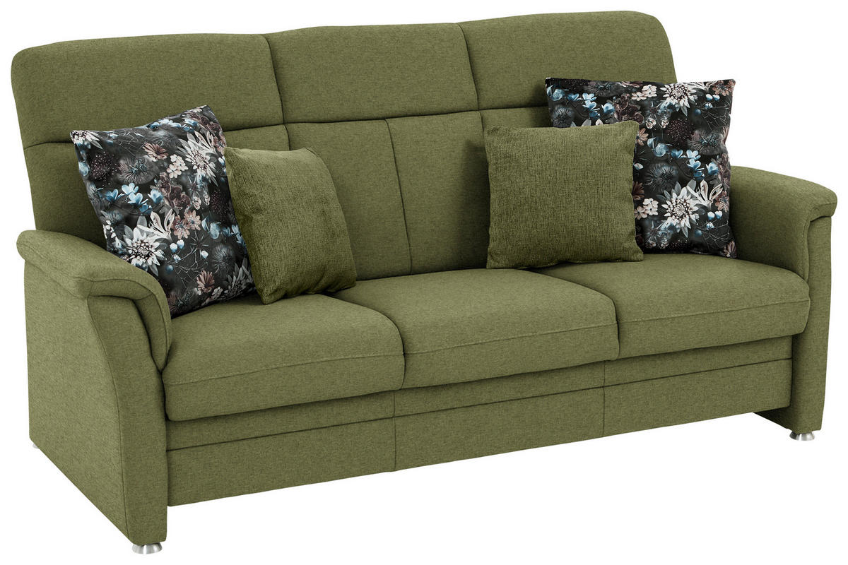 3-SITZER-SOFA Flachgewebe Grün  - Alufarben/Grün, Konventionell, Textil/Metall (194/100/89cm) - Beldomo Comfort