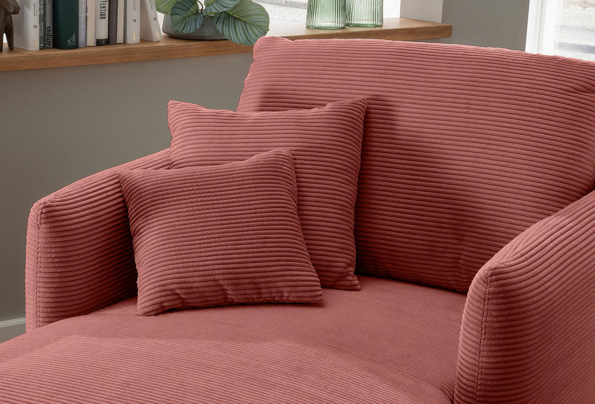 XXL-SESSEL Cord Koralle    - Koralle/Schwarz, Design, Textil/Metall (112/95/158cm) - Livetastic
