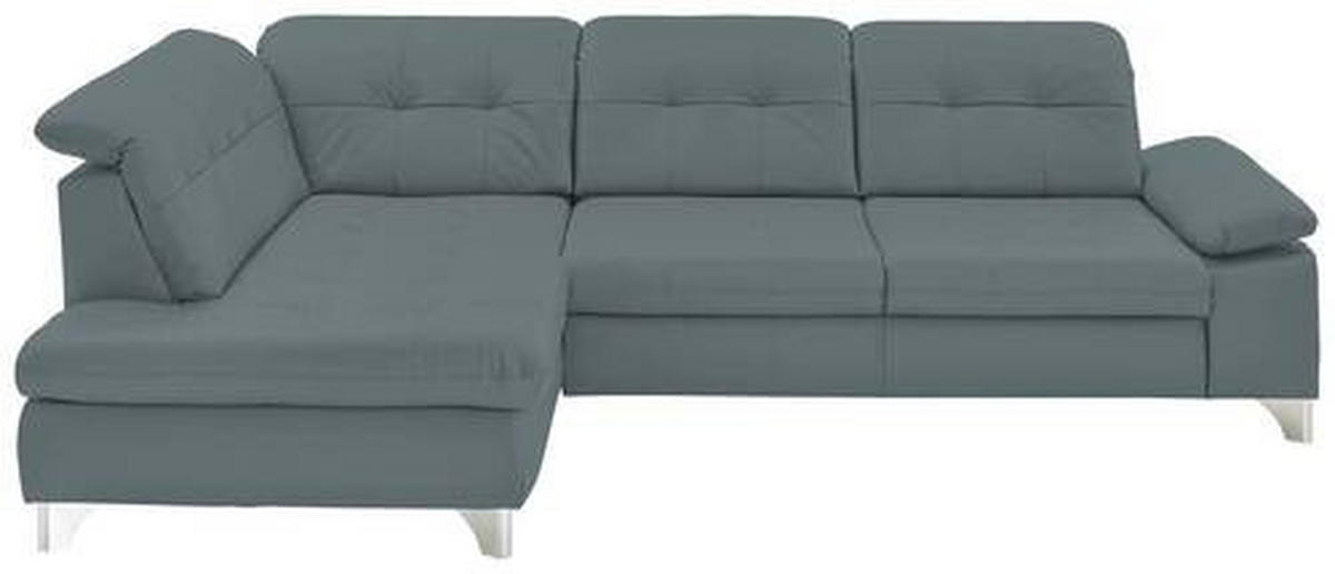 ECKSOFA in Echtleder Blaugrau  211/309 cm  - Blaugrau, Basics, Leder/Metall (211/309cm) - Beldomo Speed