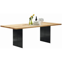 ESSTISCH Asteiche massiv rechteckig Schwarz, Eichefarben  - Eichefarben/Schwarz, Design, Holz/Metall (260/100/77cm) - Musterring