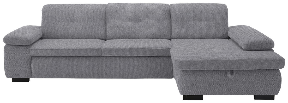 ECKSOFA in Flachgewebe Grau  - Schwarz/Grau, Design, Textil/Metall (297/174cm) - Beldomo Style