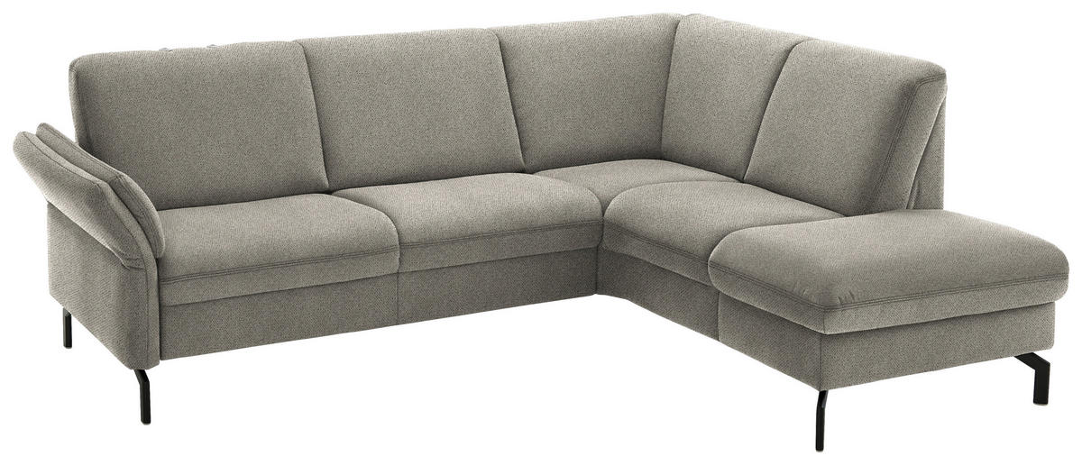 ECKSOFA in Flachgewebe Schilfgrün  241/190 cm  - Schilfgrün/Schwarz, KONVENTIONELL, Textil/Metall (241/190cm) - Beldomo Comfort