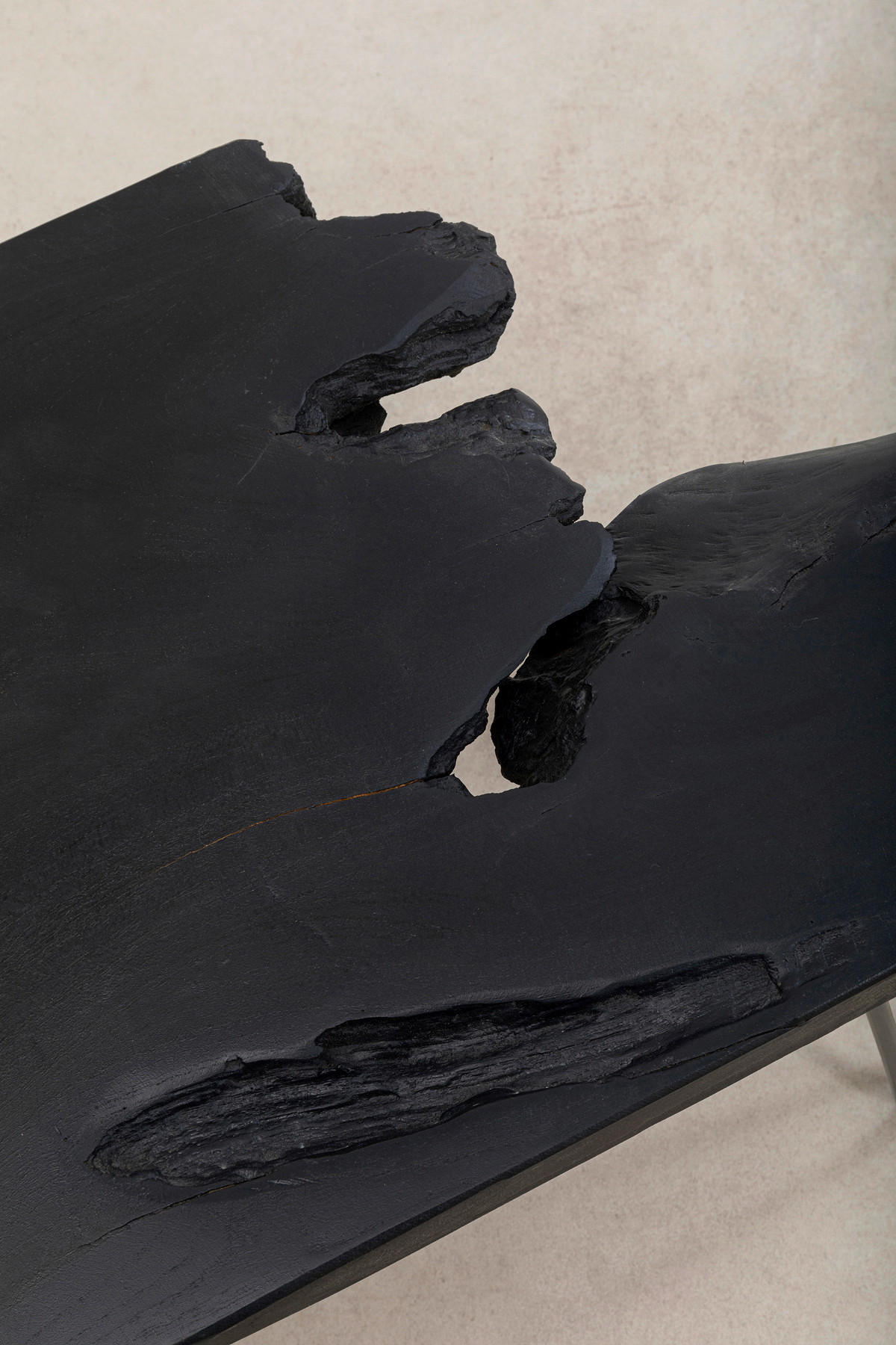 COUCHTISCH Teakholz massiv 100/40/40 cm Freiform Schwarz  - Schwarz, Design, Holz/Metall (100/40/40cm) - Kare-Design