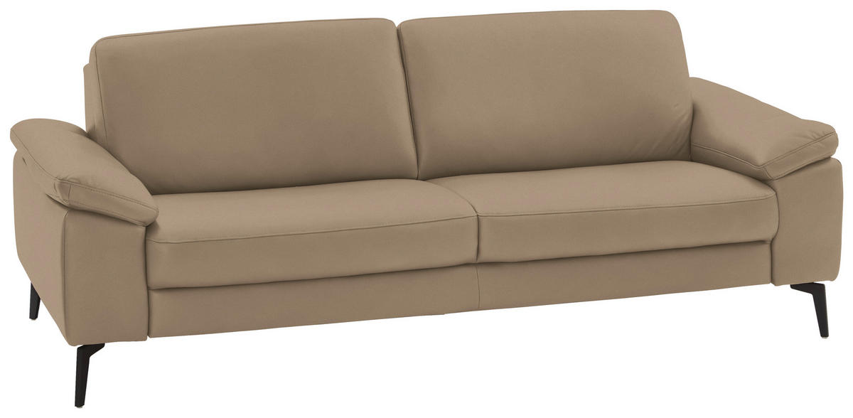 3-SITZER-SOFA in Leder Beige  - Beige/Schwarz, Design, Leder/Metall (224/88/100cm) - Valdera