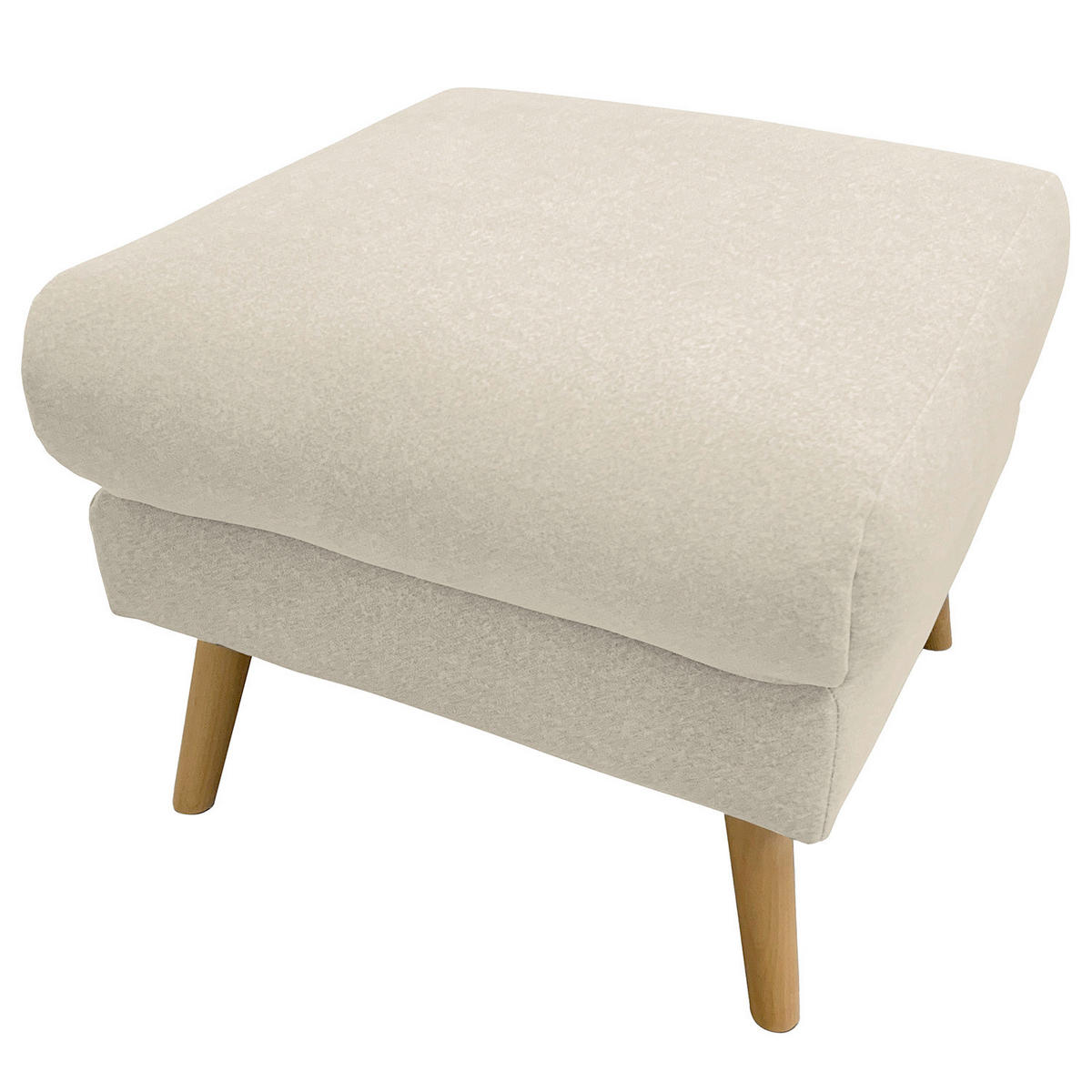HOCKER Webstoff Creme  - Buchefarben/Creme, Design, Holz/Textil (61/49/65cm) - Livetastic