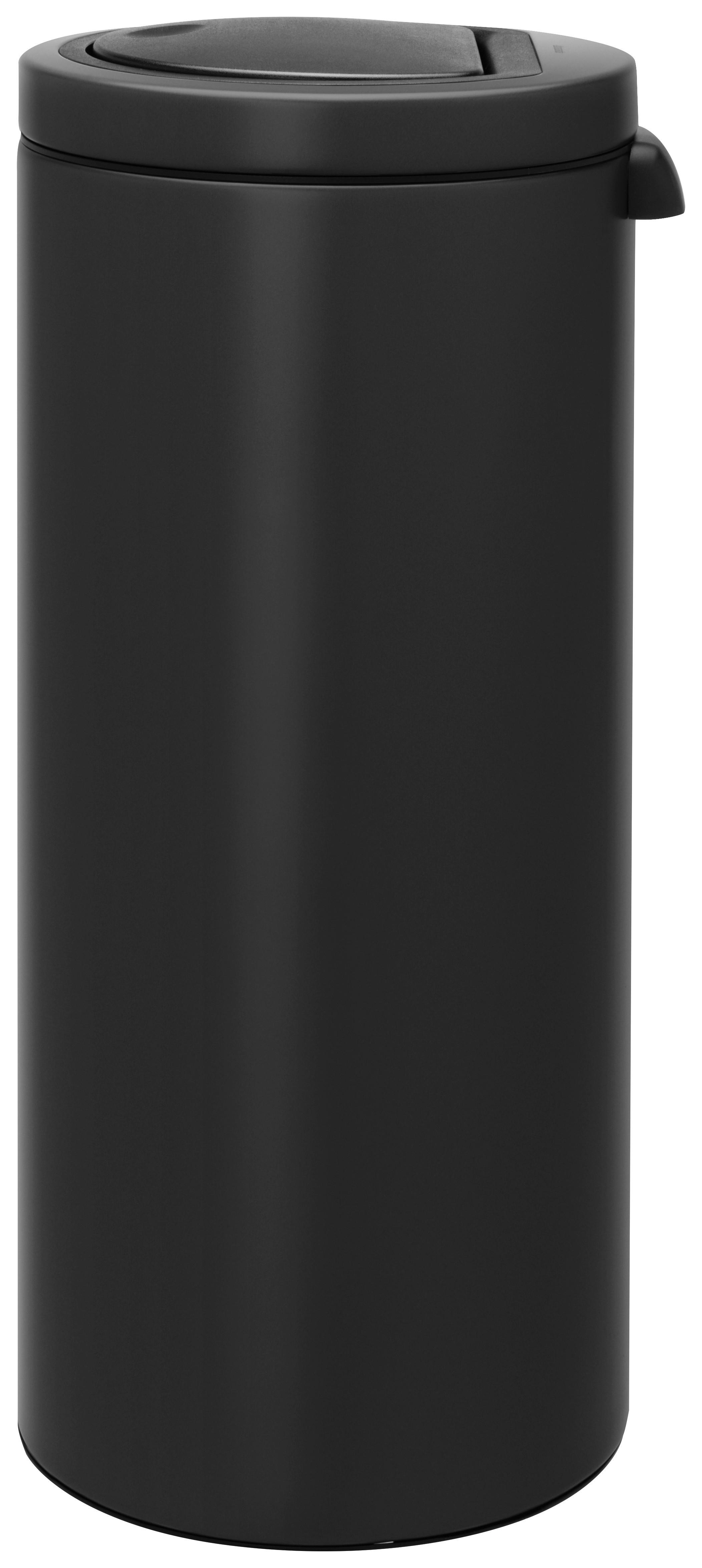 Mülleimer aus Polypropylen, 10 Liter, 25 x 18x H 33 cm, Eimer schwarz,  Deckel rot-7543-03