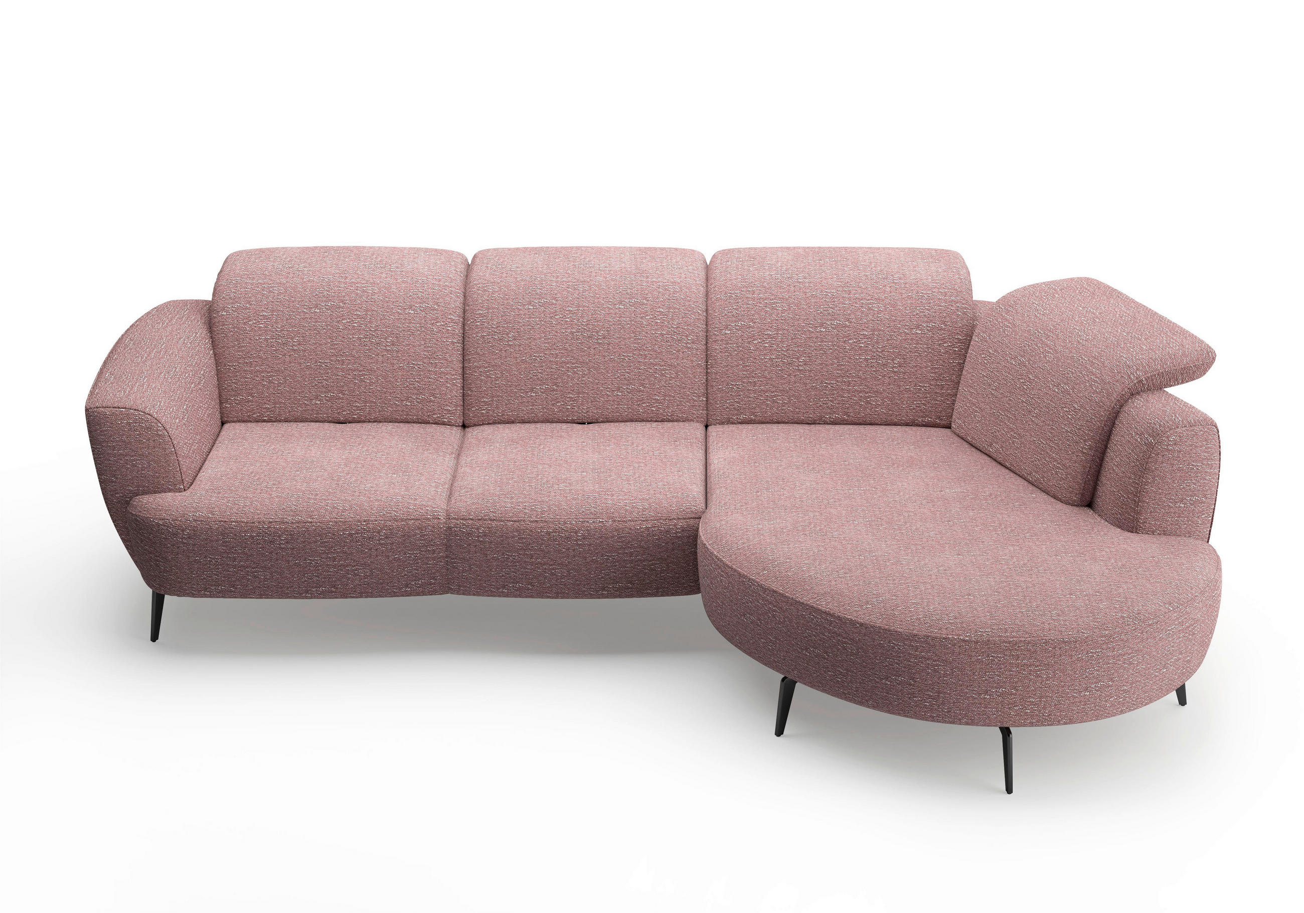 ECKSOFA ZOE E Aubergine Chenille  - Aubergine/Schwarz, KONVENTIONELL, Textil/Metall (309/199cm) - Sit & More