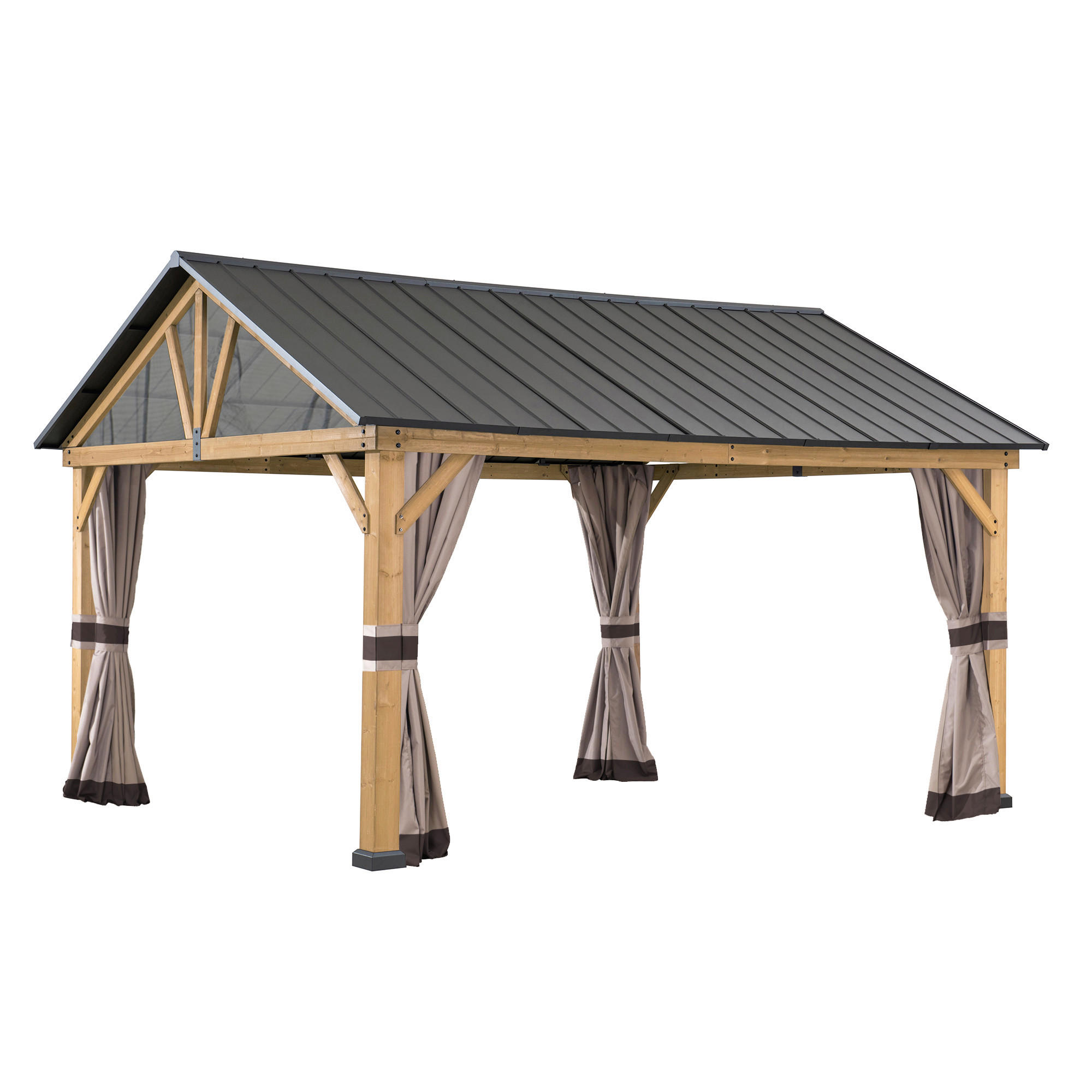 PAVILLON-SEITENTEIL   - Hellbraun, Basics, Textil (320/220cm)