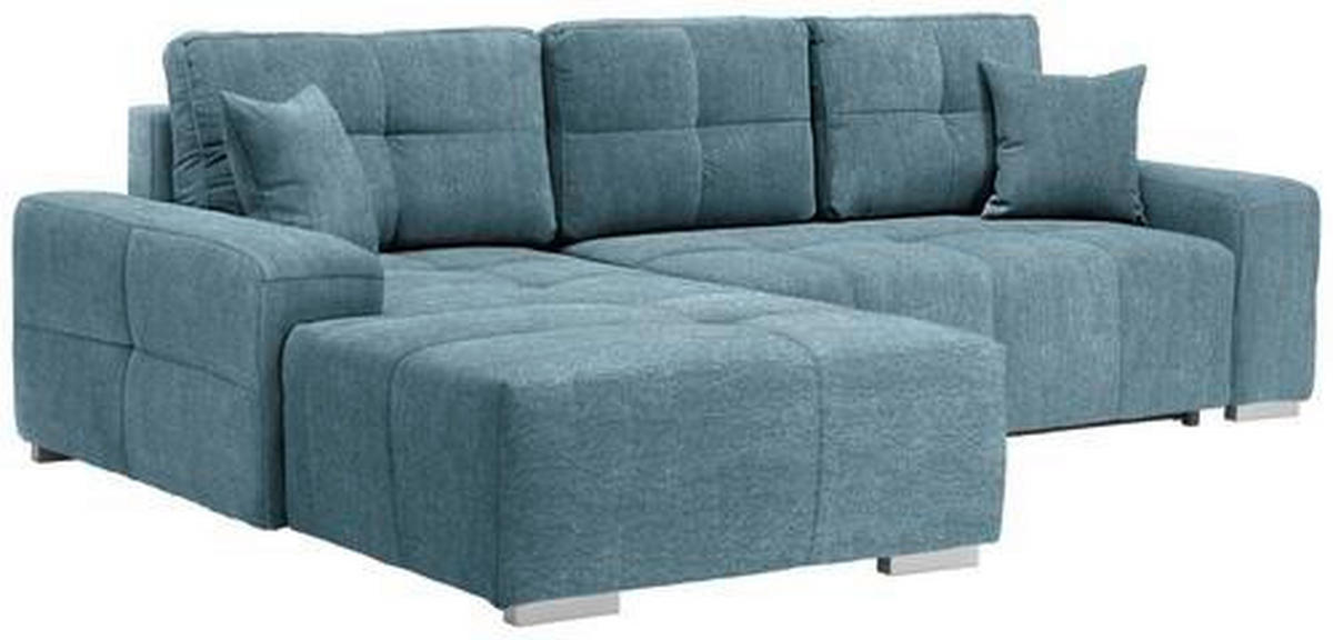 ECKSOFA in Webstoff Türkis  - Türkis/Silberfarben, Design, Kunststoff/Textil (194/280cm) - Carryhome
