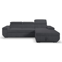 ECKSOFA LARS Anthrazit Cord  - Chromfarben/Anthrazit, Design, Kunststoff/Textil (268/189cm) - Livetastic