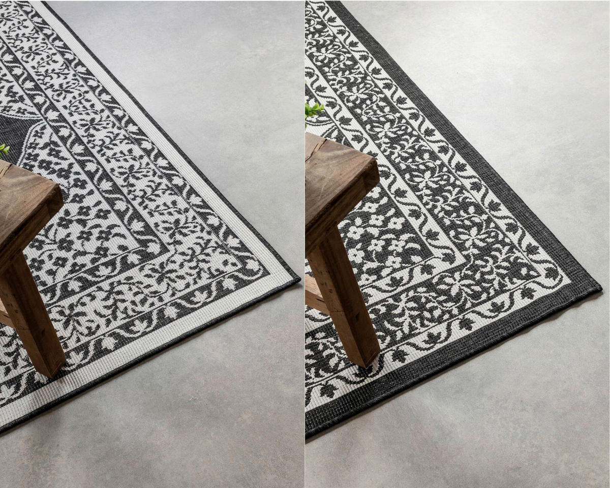 OUTDOORTEPPICH für Terrasse und Balkon 120/170 cm Gemini Schwarz, Weiß  - Schwarz/Weiß, Design, Kunststoff (120/170cm) - Hanse Home