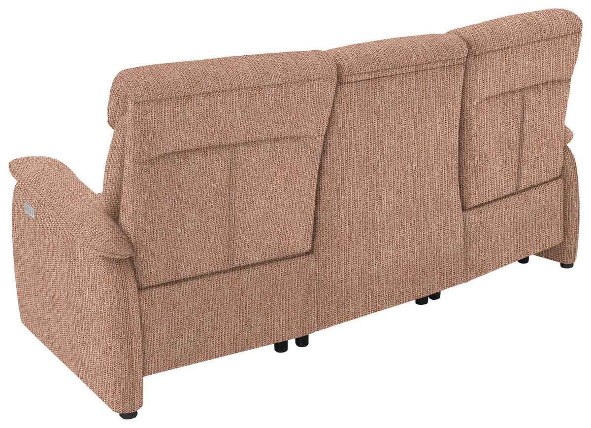 TRAPEZSOFA Flachgewebe Aprikose Rücken echt, Ablage  - Aprikose/Schwarz, KONVENTIONELL, Textil/Metall (219/107/97cm) - Pure Home Comfort