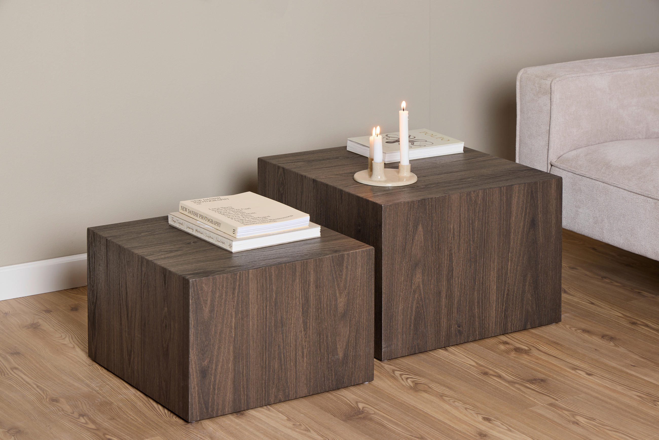 COUCHTISCHSET quadratisch Dunkelbraun  - Dunkelbraun, Design, Holzwerkstoff (50/58/40/50/33/58cm)