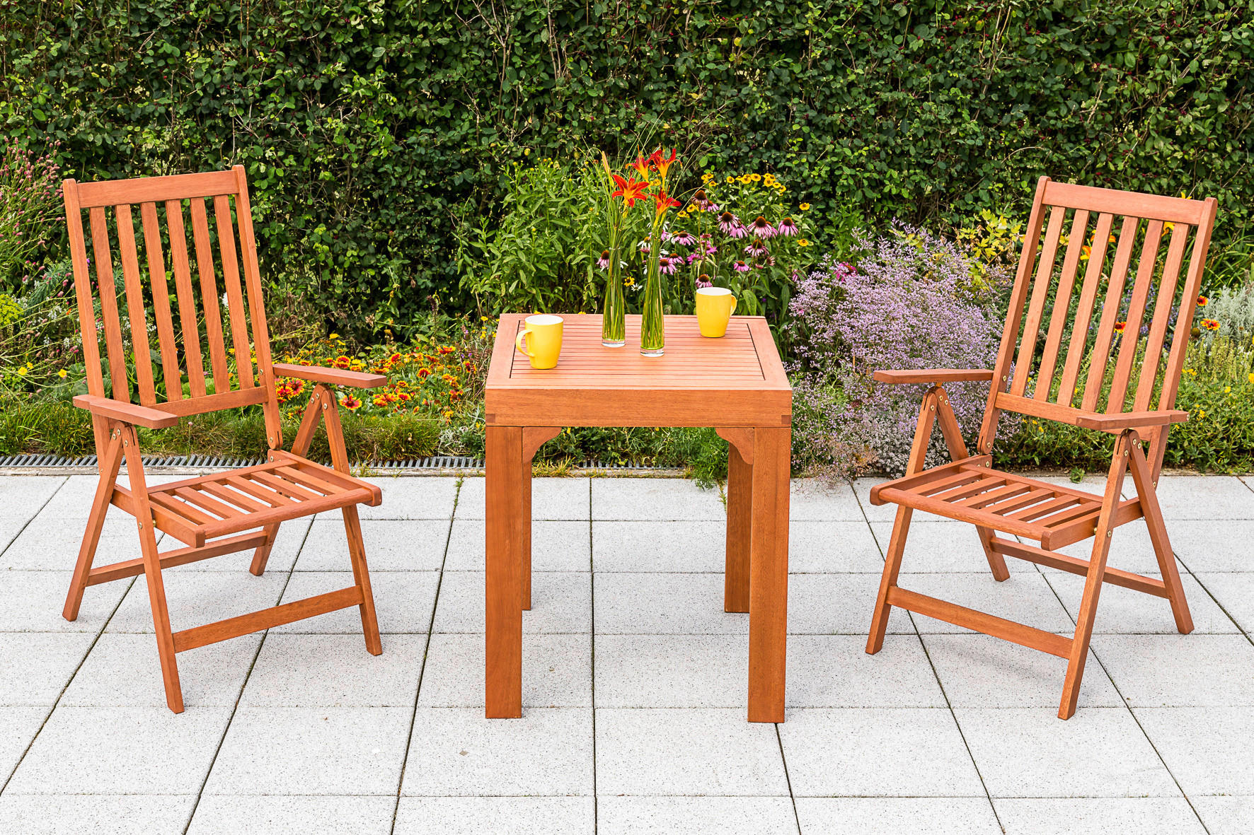 BALKONSET Naturfarben 3-teilig  - Naturfarben, MODERN, Holz - Gardenson