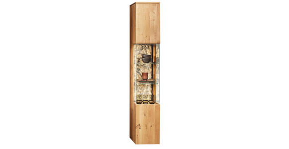 VITRINE in massiv Asteiche Eichefarben - Eichefarben/Schwarz, Natur, Glas/Holz (35/205,7/39,5cm) - Valnatura