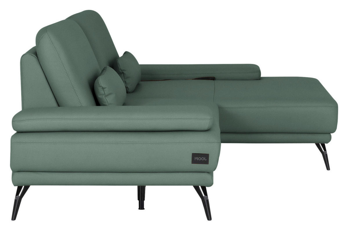 ECKSOFA Echtleder Opal  - Opal/Schwarz, Konventionell, Leder/Metall (301/180cm) - Joop!