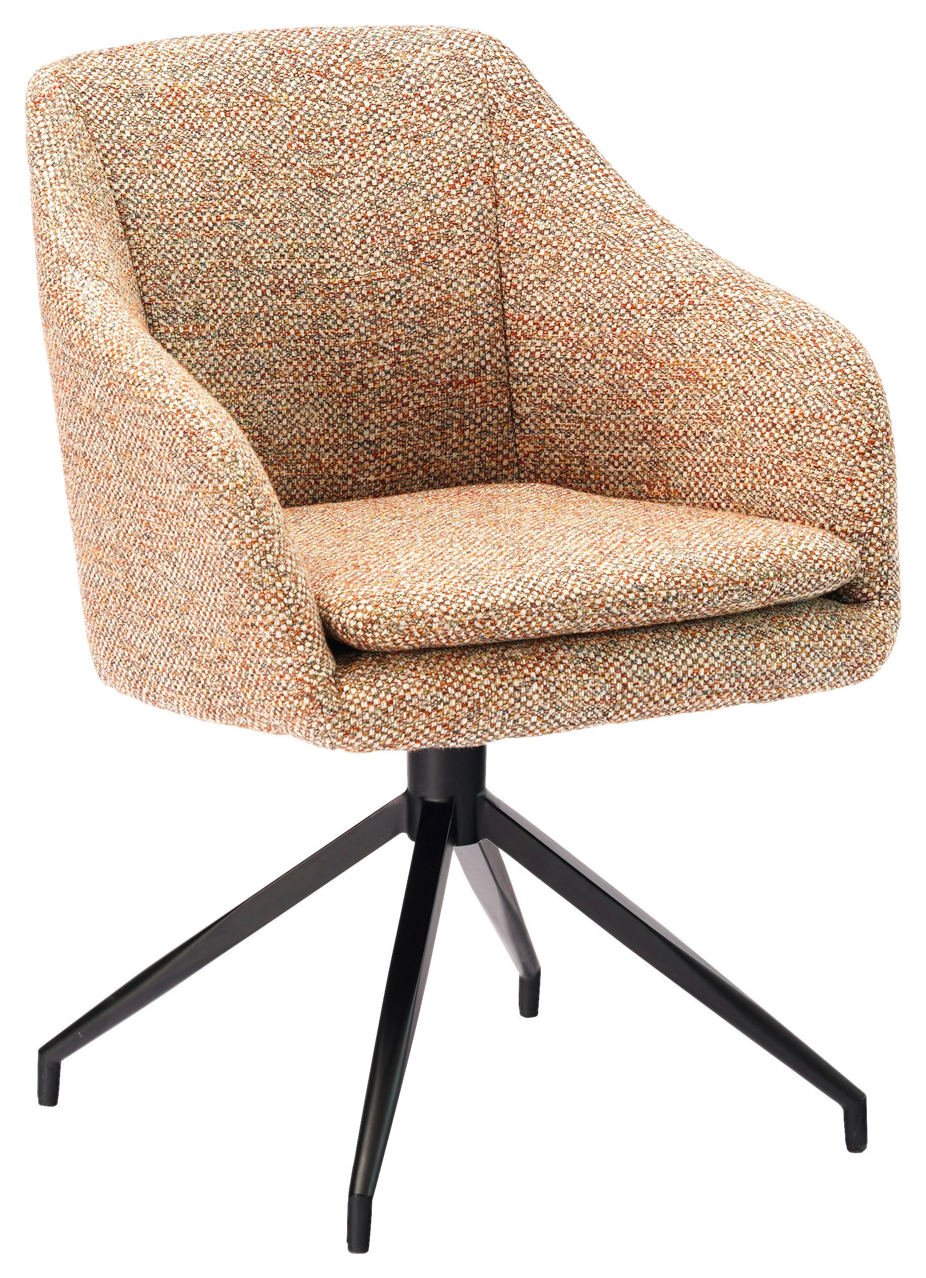 ARMLEHNSTUHL  in Eisen Webstoff  - Terracotta/Schwarz, Design, Textil/Metall (61/83/61,5cm) - Cassando