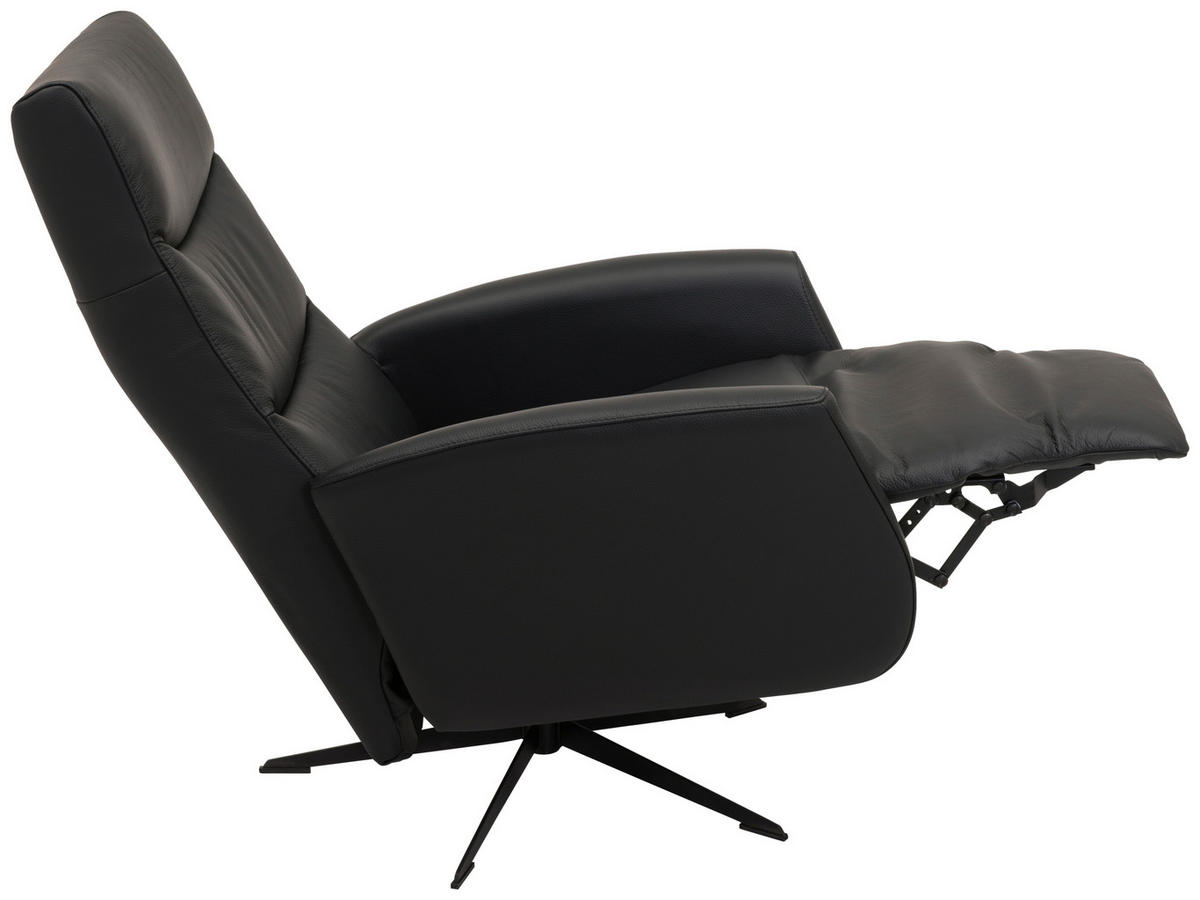 FÅTÖLJ i trä, metall, läder svart  - kromfärg/svart, Design, metall/läder (73/106/82cm) - Welnova