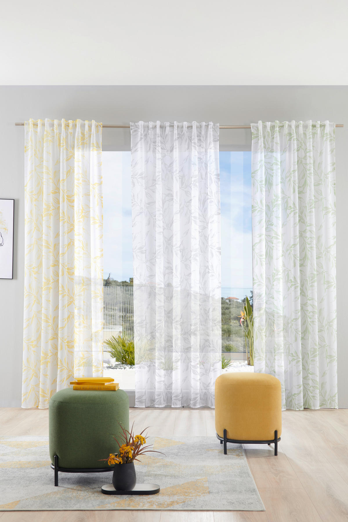 HOTOVÝ ZÁVES, polopriehľadné, 140/245 cm - zelená, Design, textil (140/245cm) - Esposa