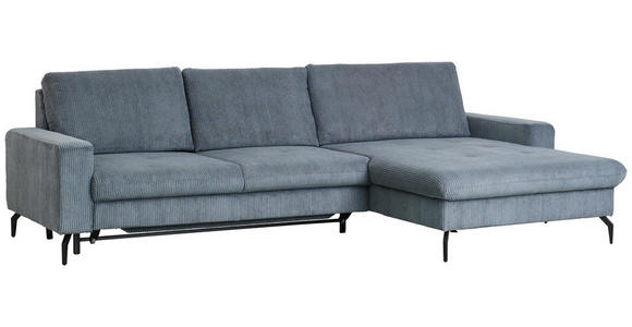 ECKSOFA in Velours, Cord Graphitfarben  - Schwarz/Graphitfarben, Design, Textil/Metall (302/180cm) - Venda