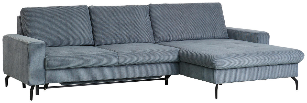 ECKSOFA in Cord Graphitfarben  - Schwarz/Graphitfarben, Design, Textil/Metall (302/180cm) - Venda