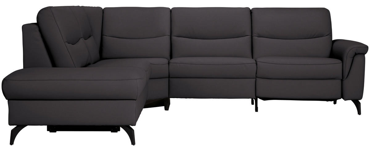 ECKSOFA in Echtleder Schwarzbraun  249/280 cm  - Schwarzbraun/Anthrazit, Design, Leder/Metall (249/280cm) - Himolla Komfortklass