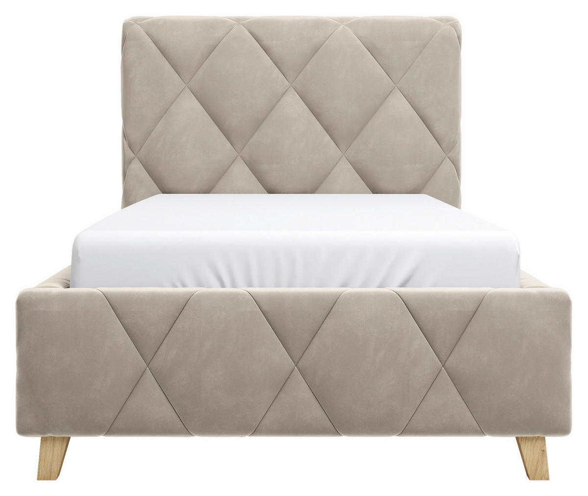 POLSTERBETT gepolstertes Kopfteil, Lattenrost, Bettkasten 100/200 cm  in Cappuccino  - Cappuccino, MODERN, Holz/Textil (100/200cm) - MID.YOU