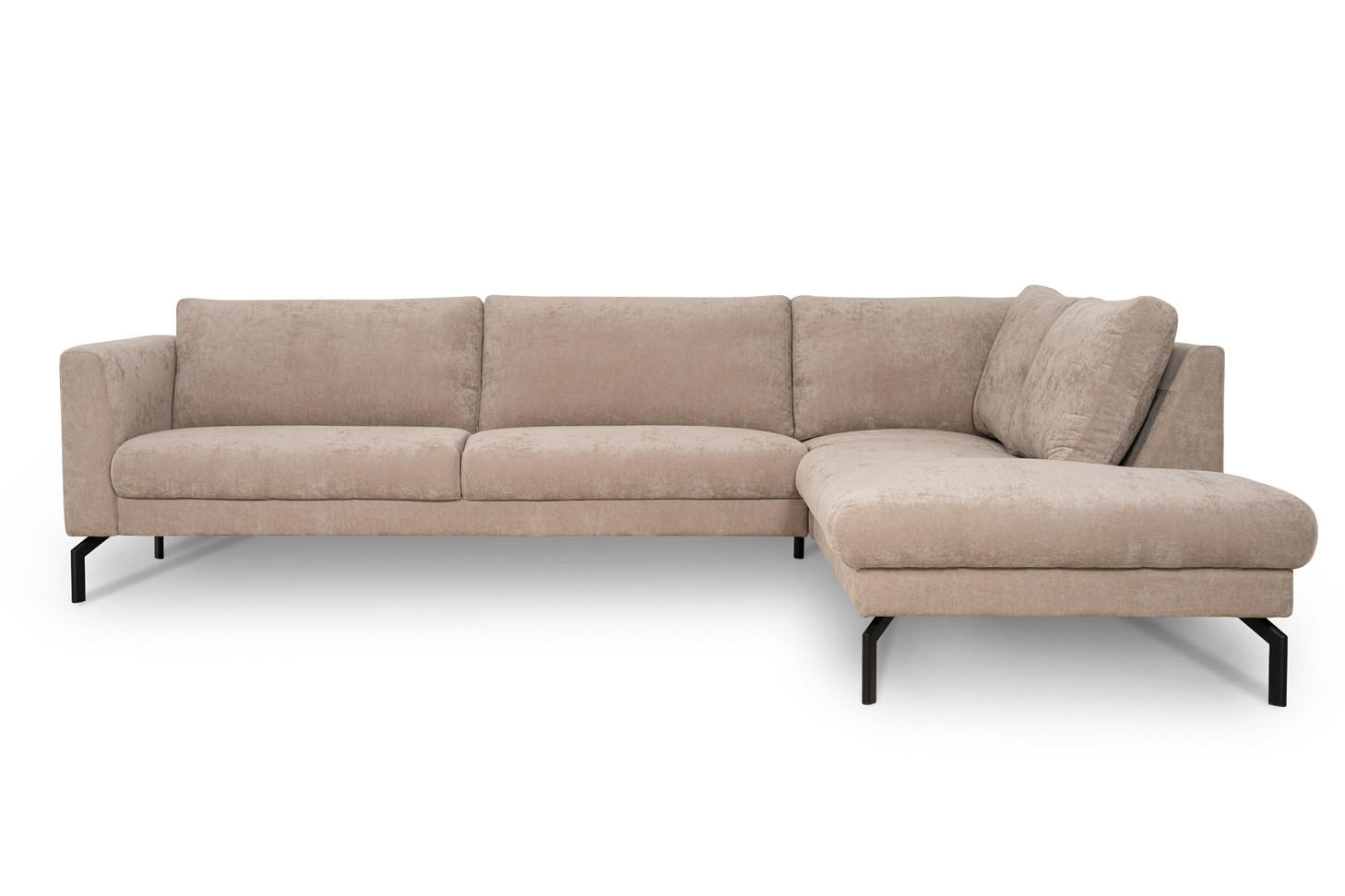 SOFFA i flatväv cappuccino  - cappuccino/svart, Klassisk, metall/trä (335/84/220cm) - Pure Home Comfort