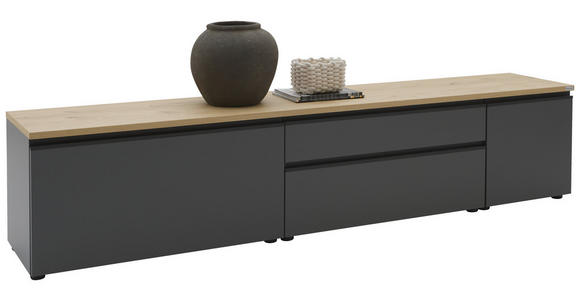 LOWBOARD  225/46/41 cm 2 Schublade(n) erweiterbar, Typenauswahl, Beimöbel erhältlich, stehend, hängend  - Eichefarben/Anthrazit, Design, Holzwerkstoff/Kunststoff (225/46/41cm) - Dieter Knoll
