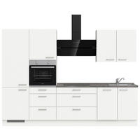BUCĂTĂRIE FĂRĂ ELECTROCASNICE  - alb/culoare inox, Modern, metal/material pe bază de lemn (300cm) - Nobilia