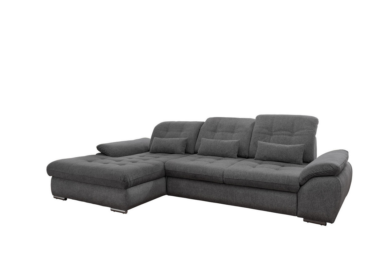 ECKSOFA Anthrazit Chenille  - Chromfarben/Anthrazit, MODERN, Textil/Metall (184/314cm) - Livetastic