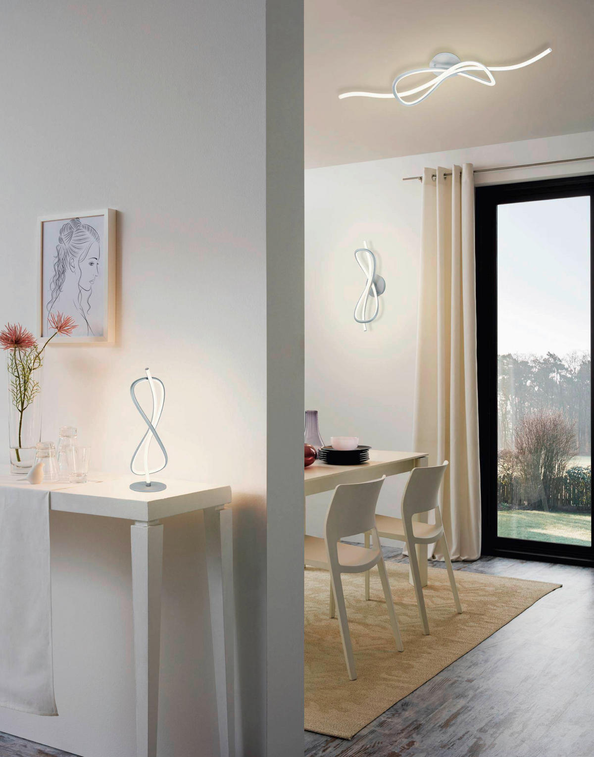 DECKENLEUCHTE 70/16/16 cm   - Weiß/Nickelfarben, Design, Kunststoff/Metall (70/16/16cm) - Eglo