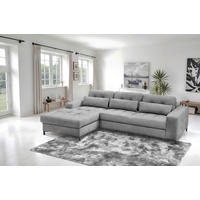 ECKSOFA in Struktur Grau  - Schwarz/Grau, Design, Textil/Metall (176/255cm) - Livetastic