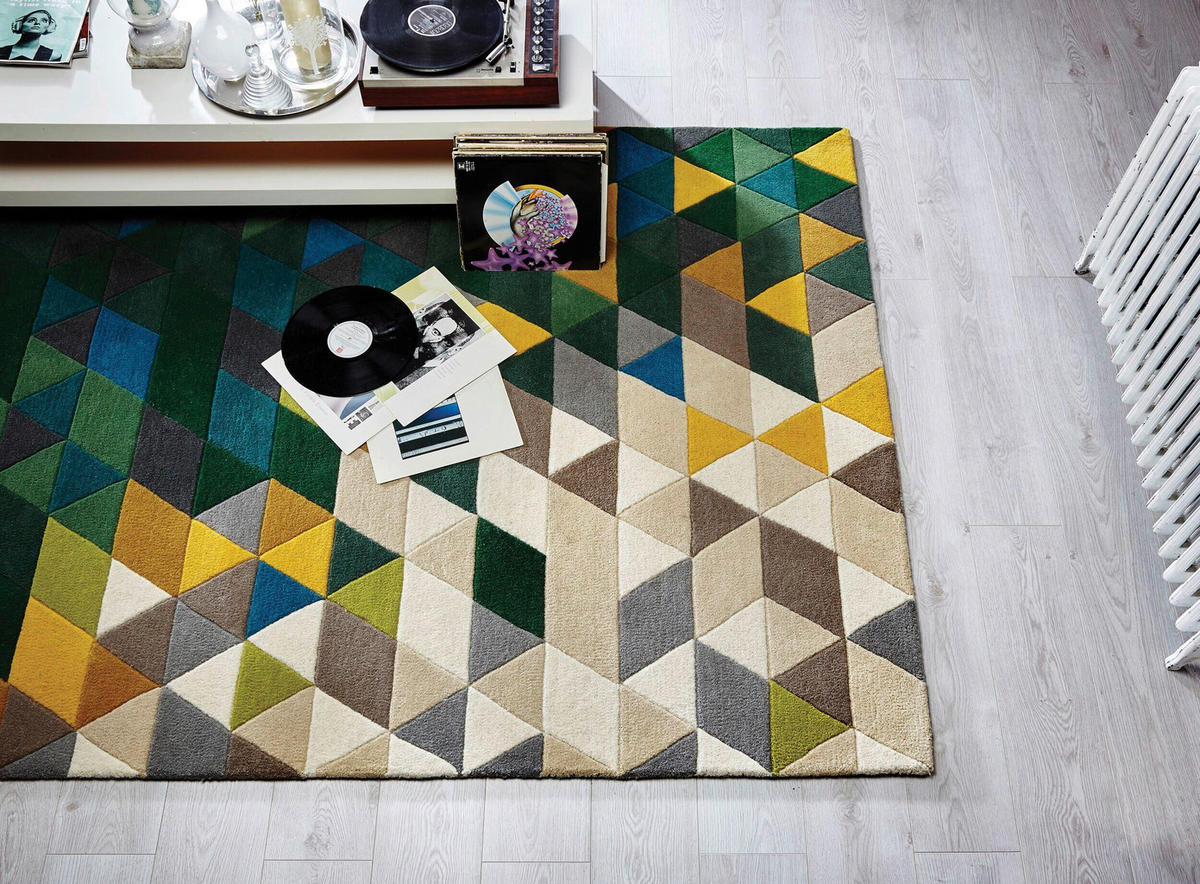 WOLLTEPPICH 170/120 cm Grün, Multicolor  - Multicolor/Grün, Basics, Textil (170/120cm)
