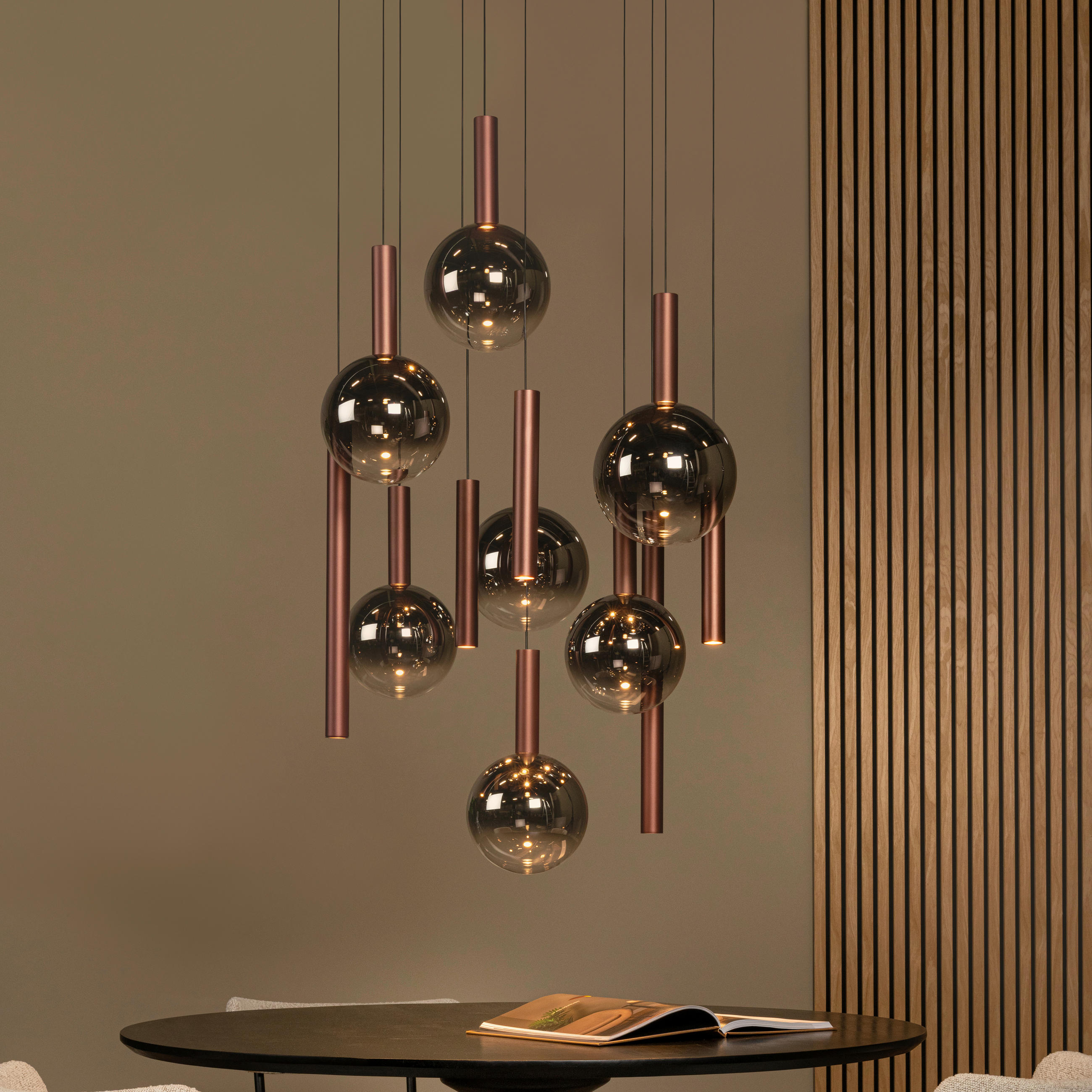 LED-PENDELLEUCHTE JASMINE 75/75/341 cm   - Rot/Grau, Design, Metall (75/75/341cm) - Lucide