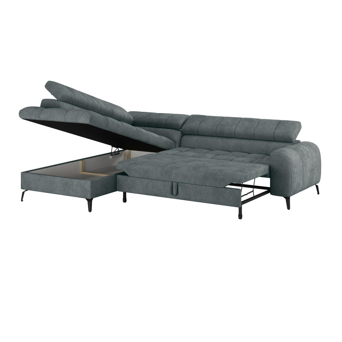 ECKSOFA in Grau  - Schwarz/Grau, Trend, Kunststoff/Textil (203/261cm) - Livetastic