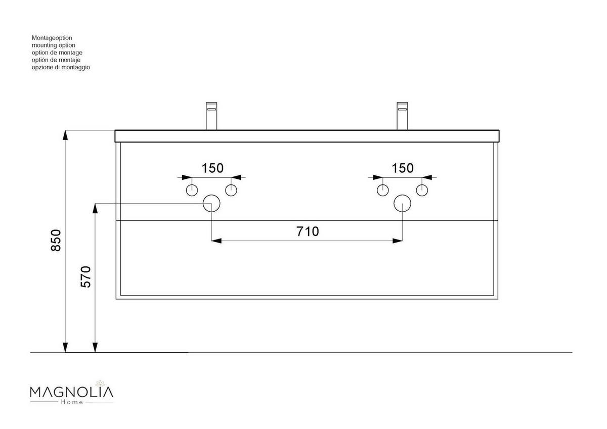 WASCHTISCHKOMBI 160 cm  - Weiß Hochglanz/Weiß, Basics, Holzwerkstoff/Stein (160cm) - MID.YOU