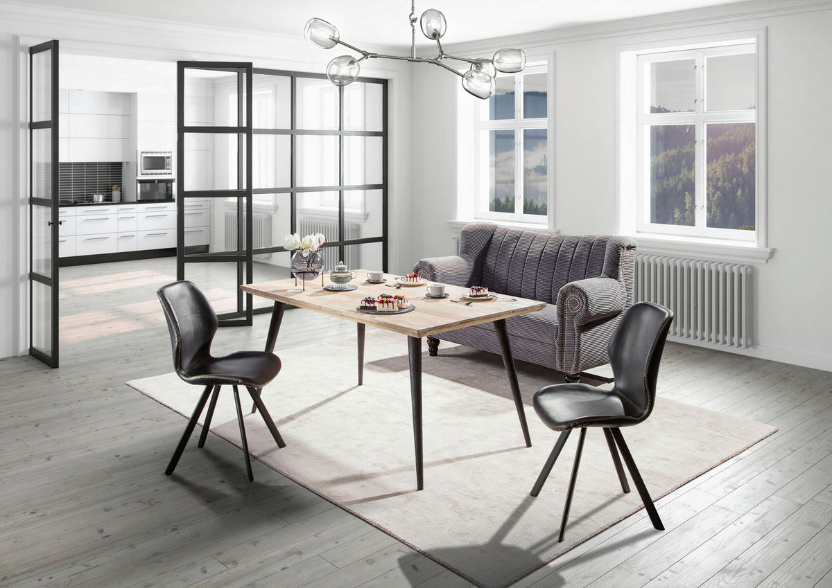 2-SITZER-SOFA Cord Dunkelgrau  - Dunkelgrau/Dunkelbraun, Design, Holz/Textil (168/96/75cm)