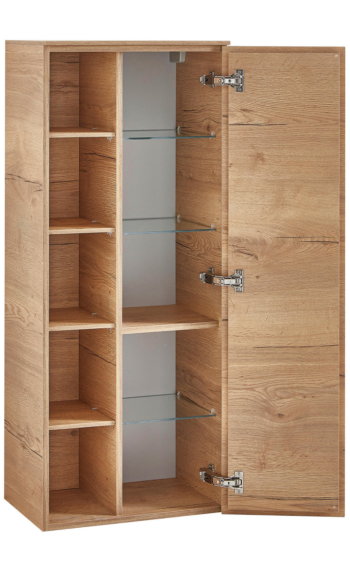 MIDISCHRANK 50/121/33 cm  - Eichefarben, Design, Glas/Holzwerkstoff (50/121/33cm) - Sadena