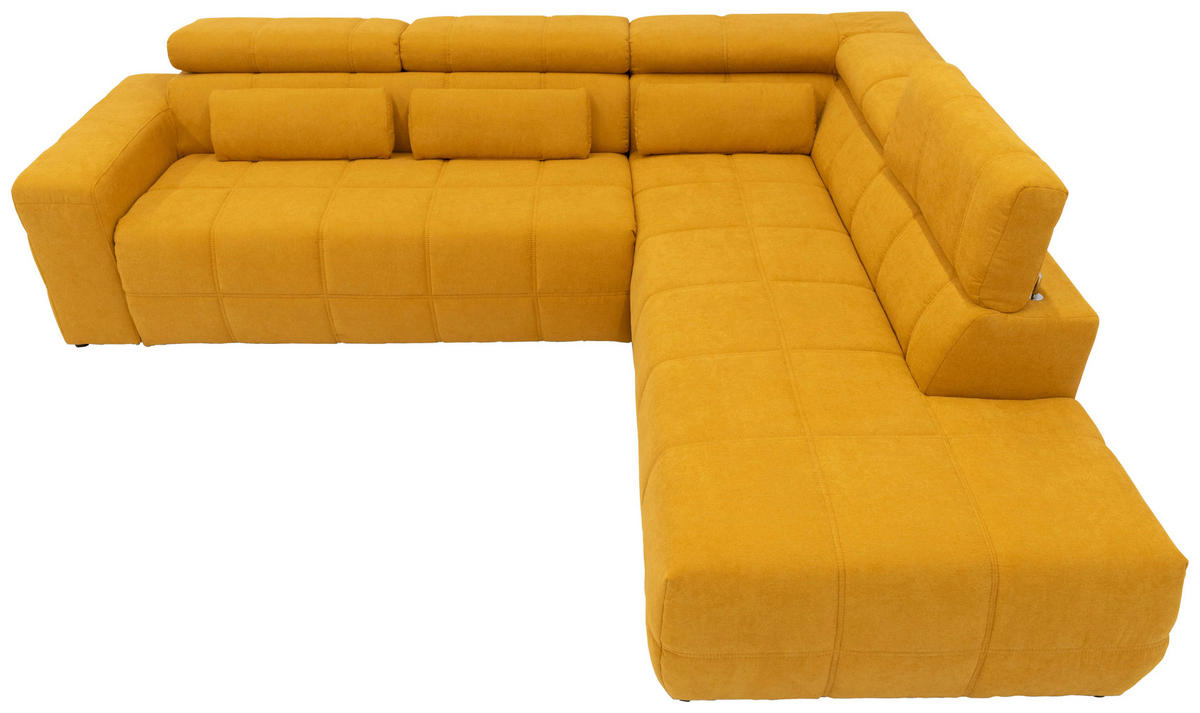 ECKSOFA Orange Mikrofaser  - Schwarz/Orange, Design, Kunststoff/Textil (275/228cm) - MID.YOU