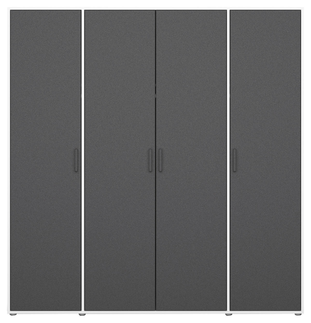 NYÍLÓAJTÓS SZEKRÉNY szürke, fehér  - fehér/szürke, Modern, műanyag/faalapú anyag (187/194/53cm) - Rauch Möbel