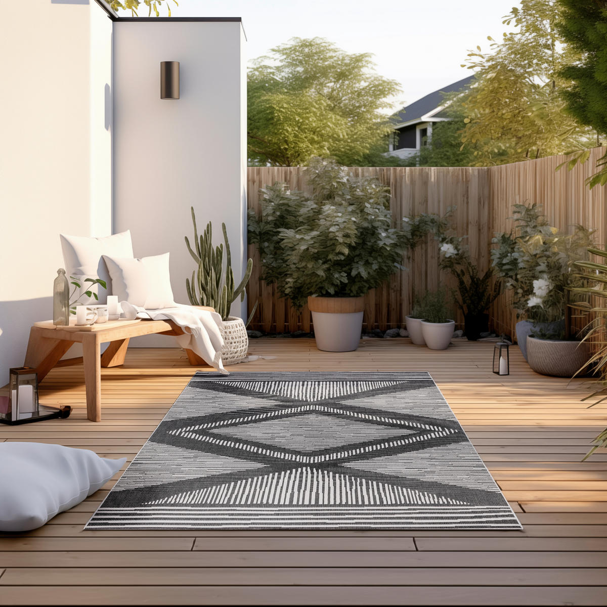 OUTDOORTEPPICH 80/150 cm Gemini Schwarz, Weiß  - Schwarz/Weiß, Design, Kunststoff (80/150cm)