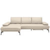 ECKSOFA in Echtleder Beige  - Beige/Schwarz, Design, Leder/Metall (187/273cm) - Celina Home