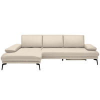 ECKSOFA in Echtleder Beige  - Beige/Schwarz, Design, Leder/Metall (187/273cm) - Celina Home