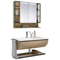 BADEZIMMER 4-teilig  in 96 cm  - Eichefarben/Weiß, KONVENTIONELL, Glas/Holz (96cm) - Voglauer