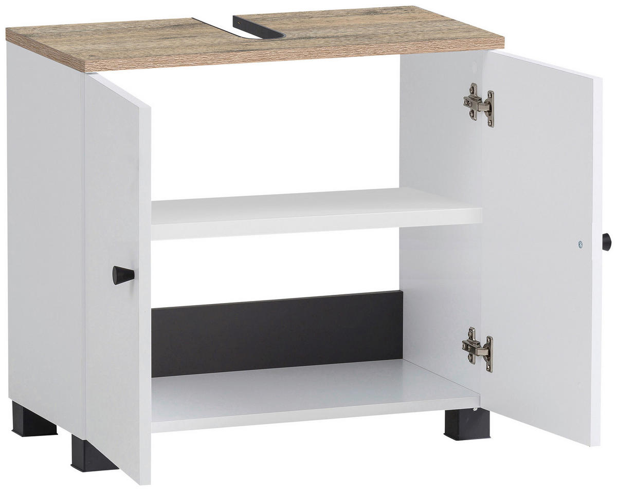 WASCHBECKENUNTERSCHRANK 60/62,4/32,6 cm  - Schwarz/Weiß, MODERN, Holzwerkstoff/Metall (60/62,4/32,6cm) - MID.YOU